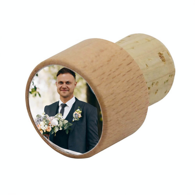 Tappo per bottiglia in legno personalizzato con foto a colori