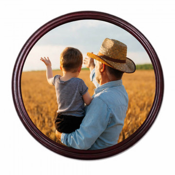 Sottobicchiere rotondo personalizzato con foto mogano