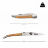 coltello in legno di ulivo con custodia in tessuto grigia