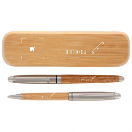 Scatola 2 penne in legno personalizzata comunione con testo