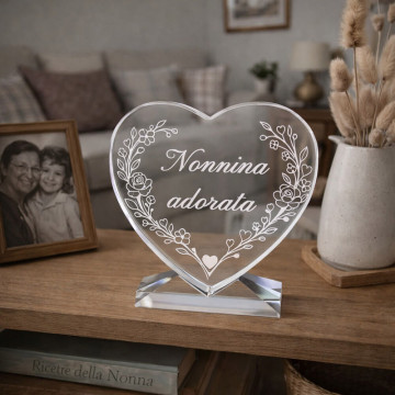Cuore in vetro nonna personalizzato – regalo inciso con nome e messaggio