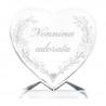 Cuore in vetro inciso per la festa delle nonne