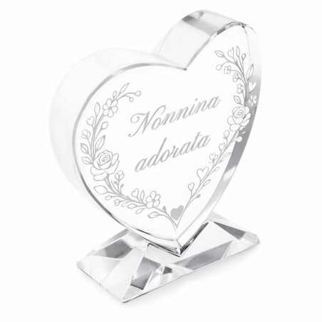 Cuore in vetro personalizzato per la nonna