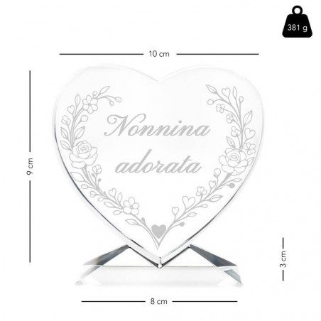 Cuore in vetro personalizzato per la nonna