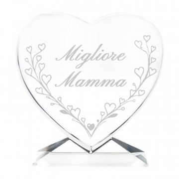 Cuore in vetro inciso mamma
