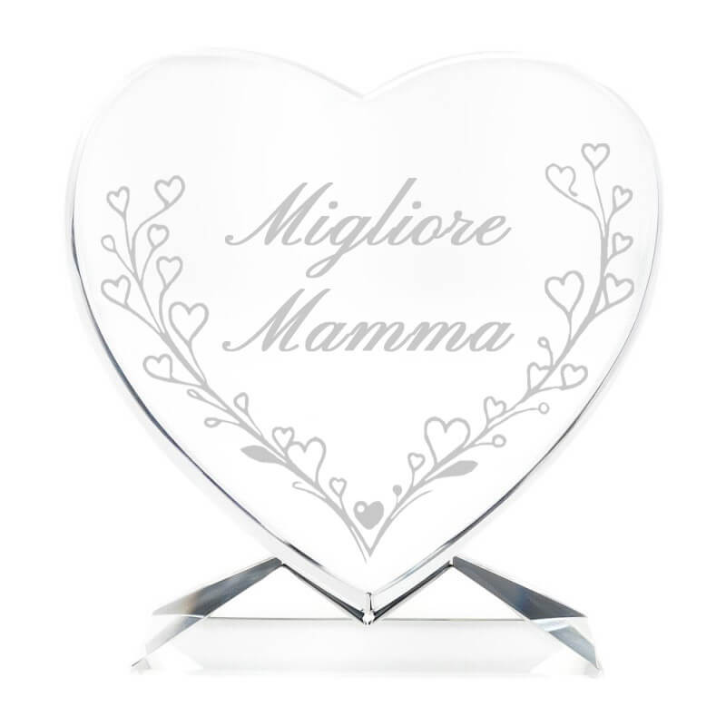 Cuore in vetro inciso mamma