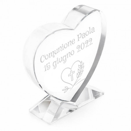 Cuore in vetro personalizzato comunione