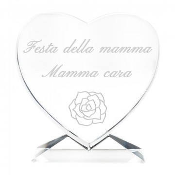 Cuore in vetro personalizzato con incisione laser