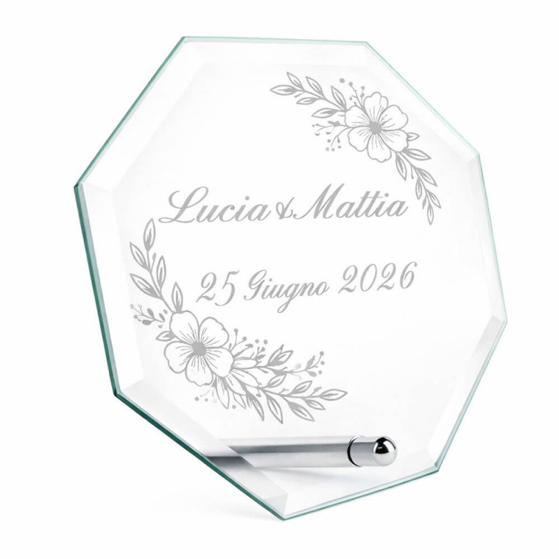 Cornice in vetro floreale personalizzata – idea regalo di nozze