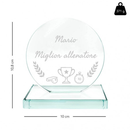 Dimensioni Trofeo Coach da incidere