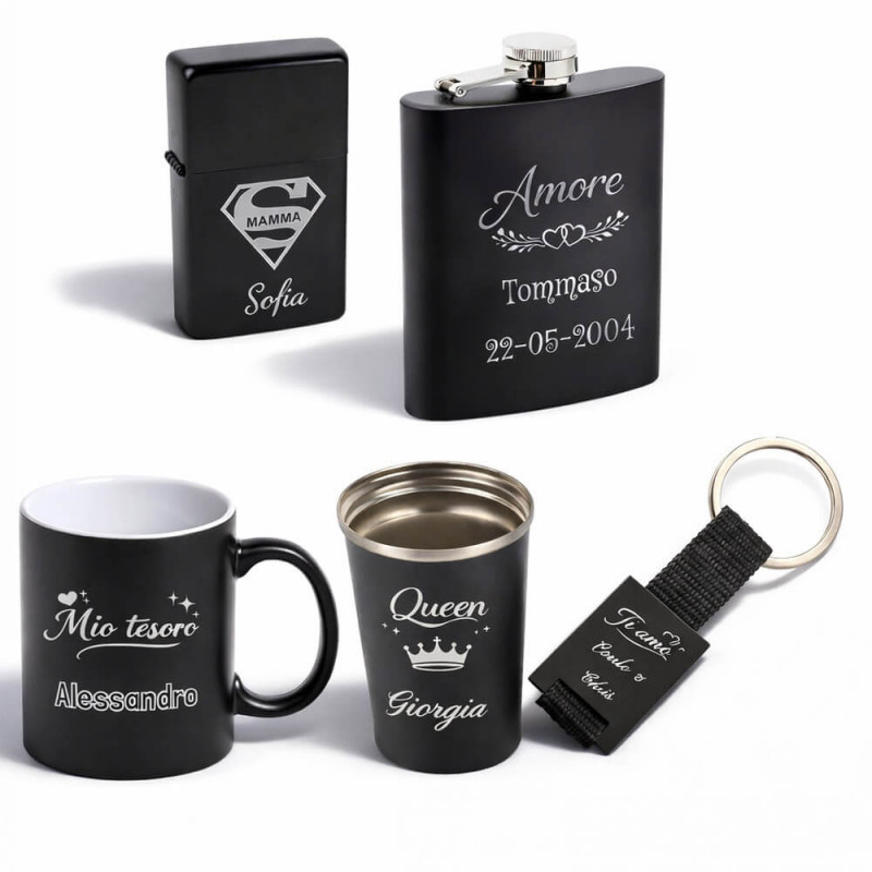 Regali incisi Black Edition | Regali personalizzati in metallo nero