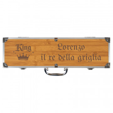 Set regalo "Papà, il re della griglia” con incisione | Regalo per la Festa del papà