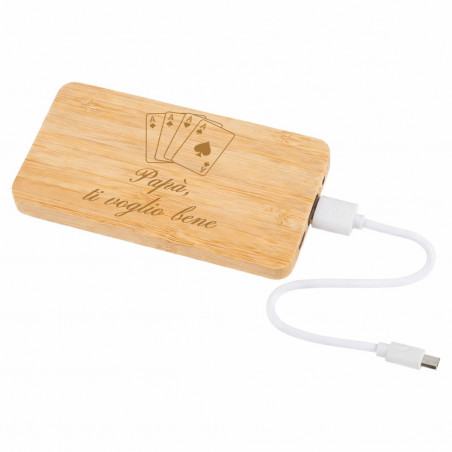 Power bank in bambù personalizzato per papà