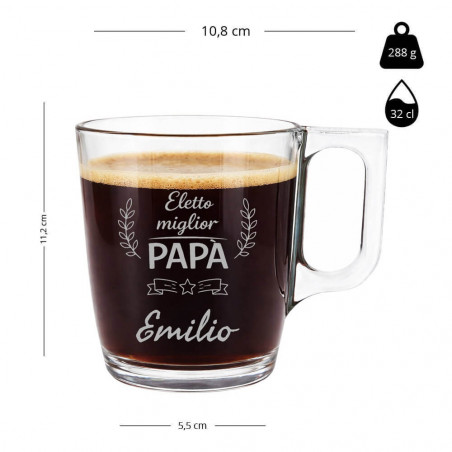 Dimensioni della tazza da tè e caffè incisa per papà