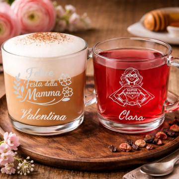Tazze in vetro personalizzate per la mamma