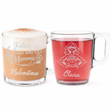 Tazze mamma personalizzate in vetro con incisione  | Regalo personalizzato per la Festa della Mamma