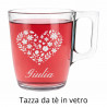 Tazza da tè con cuore e fiore incisa per la mamma