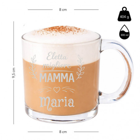 Dimensioni della tazza in vetro personalizzata come regalo per la Festa della Mamma