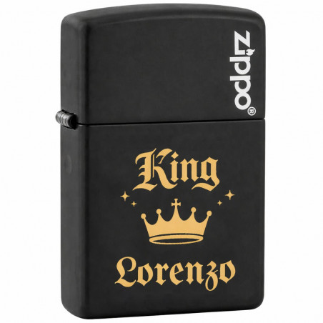 Accendino Zippo nero con incisione “papà king”