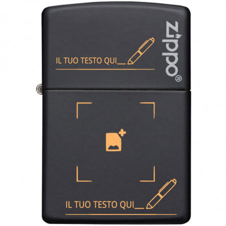 Area di incisione dell'accendino Zippo nero con incisione “papà”