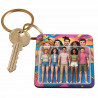 Portachiavi quadrato in legno con effetto action figure