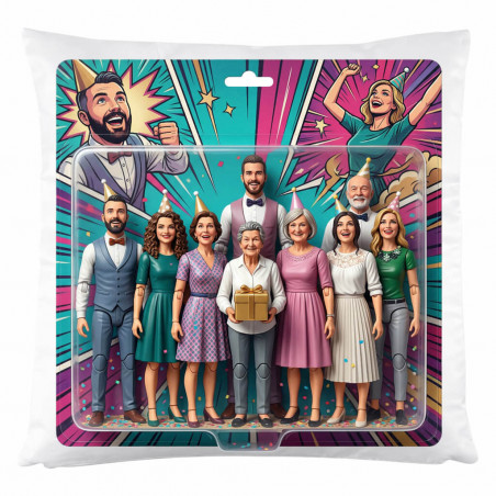 Cuscino 40 cm x 40 cm personalizzato con effetto action figure