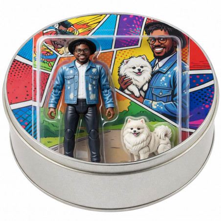 Scatola rotonda personalizzata con effetto action figure