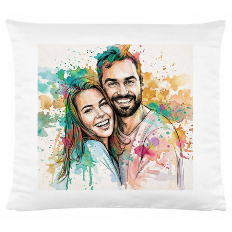 Cuscino 40 cm x 40 cm con effetto acquerello colorato personalizzato