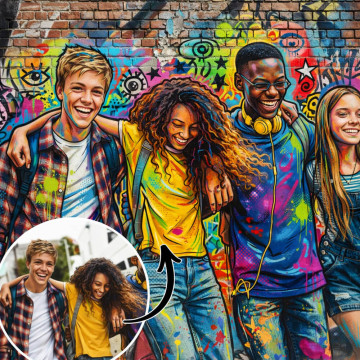Trasformazione della tua foto con la nostra IA per un effetto Street Art personalizzato