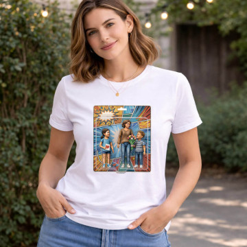 T-shirt donna personalizzata effetto figurine articolate