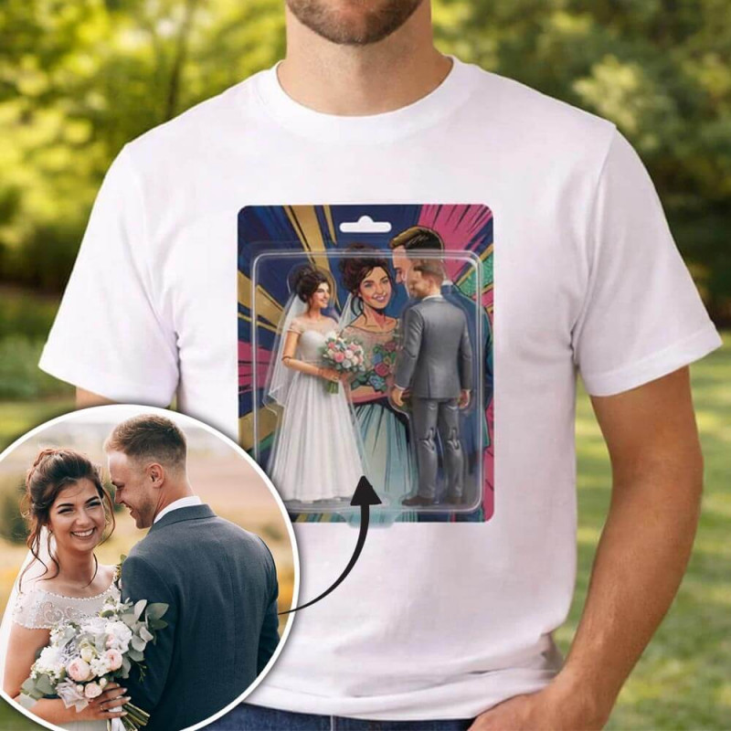 T-shirt uomo effetto figurine articolate