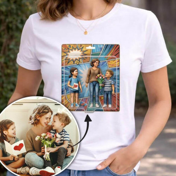 T-shirt donna effetto figurine articolate