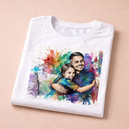 Nuovo design con effetto acquerello colorato su maglietta da uomo