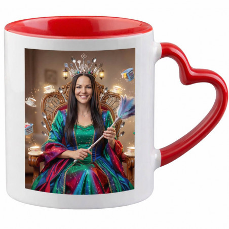 Tazza con manico a cuore rosso effetto Mamma Regina della casa personalizzata