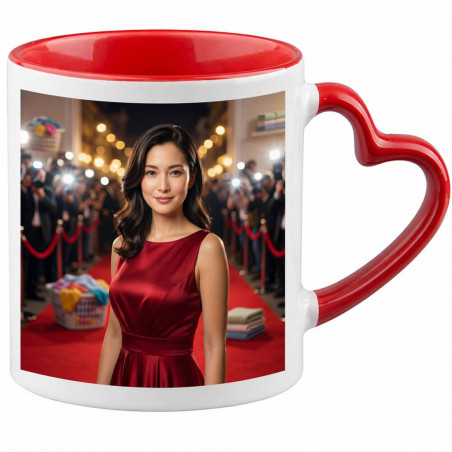 Tazza con manico a forma di cuore rosso personalizzata in stile mamma star del cinema