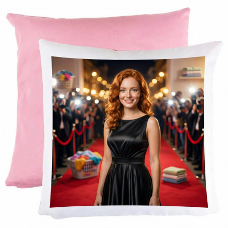 Cuscino rosa 40 cm x 40 cm effetto star del cinema personalizzato