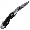 Coltello nero multifunzione con testo inciso
