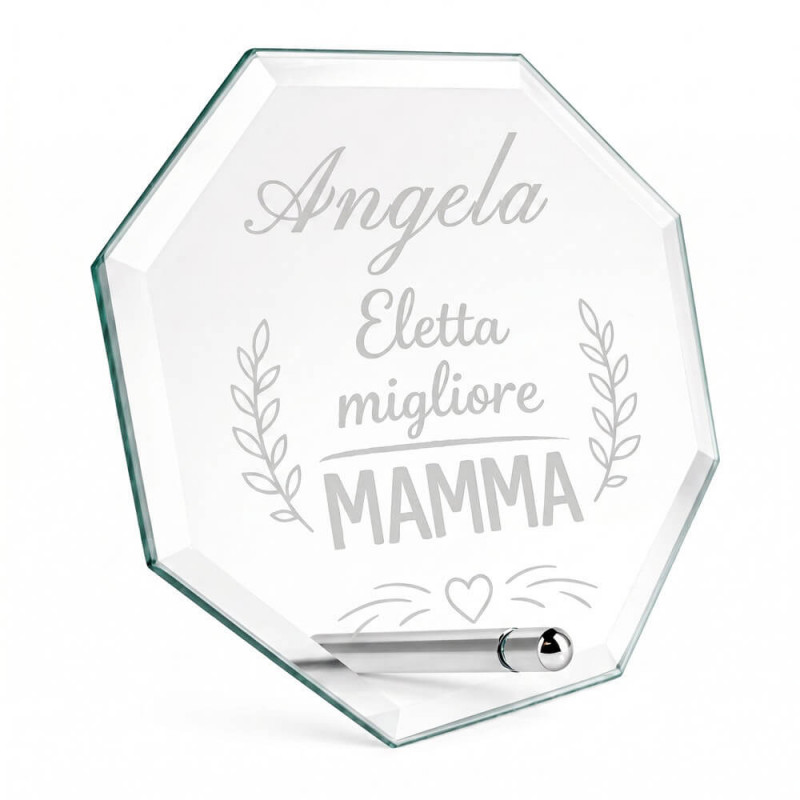 Trofeo in vetro originale personalizzato con incisione laser