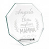 Trofeo ottagonale in vetro personalizzato “Migliore mamma”