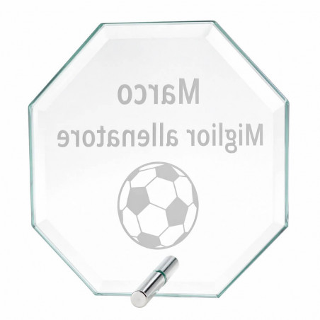 Retro del trofeo ottagonale in vetro inciso