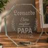 Trofeo ottagonale in vetro “Miglior papà” inciso