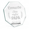Trofeo ottagonale in vetro “Miglior papà” personalizzato