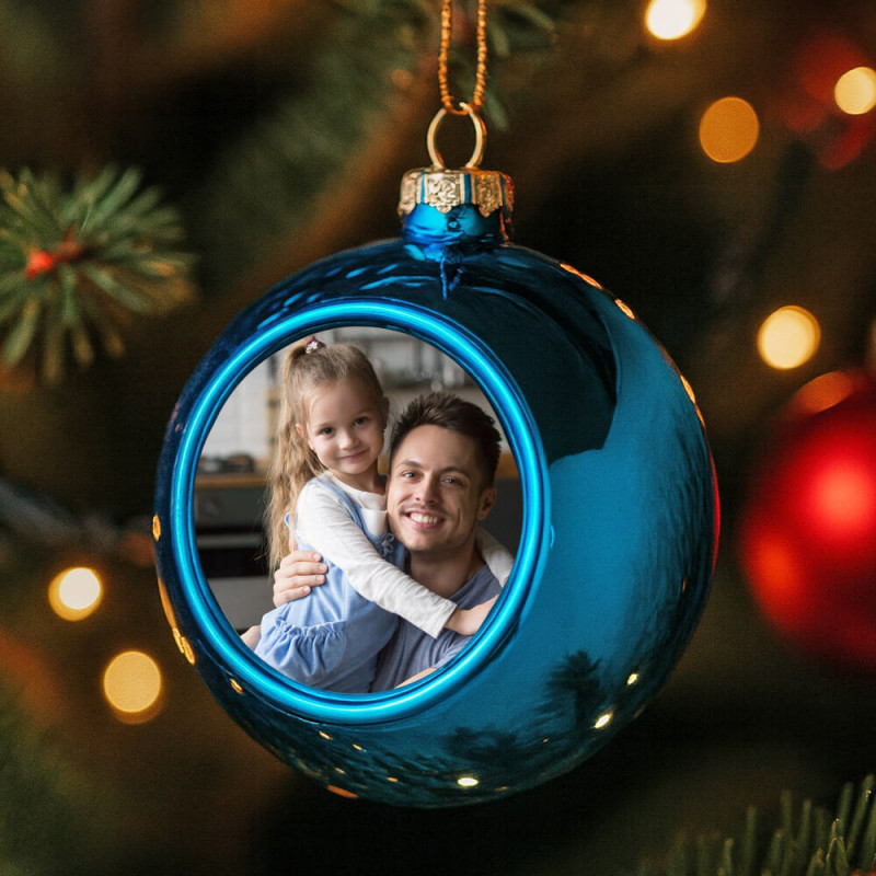 Pallina di Natale blu con foto
