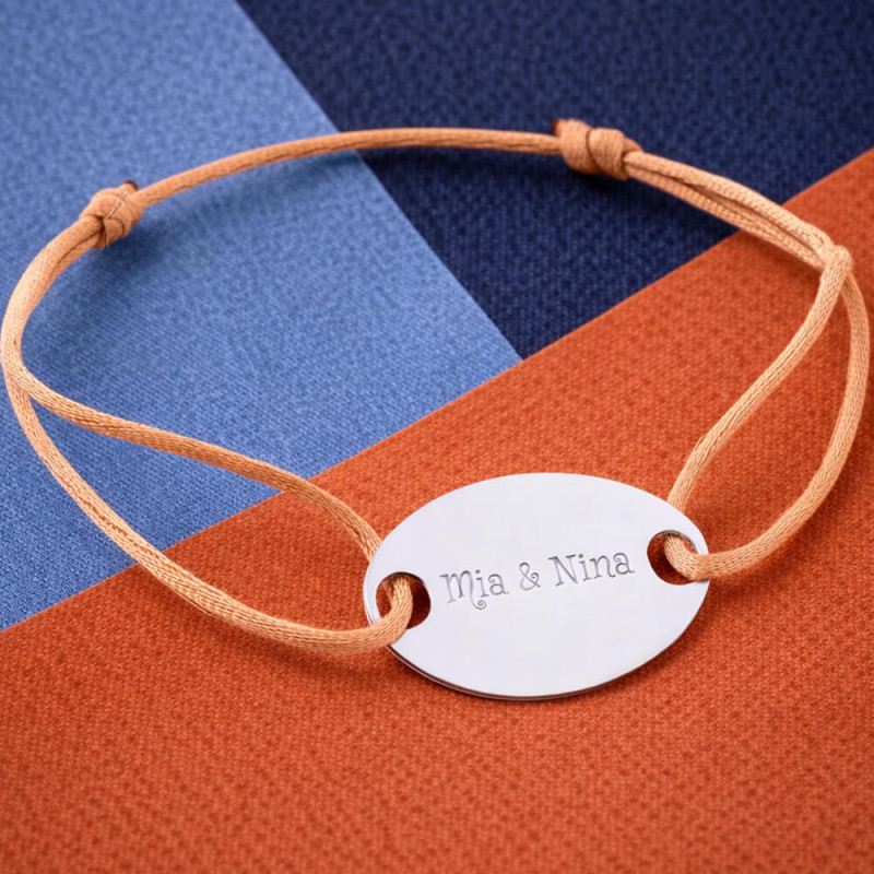 Bracciale ovale inciso argento