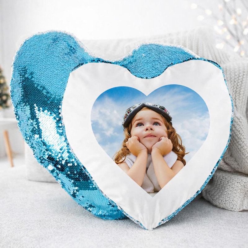 Cuscino cuore paillettes foto