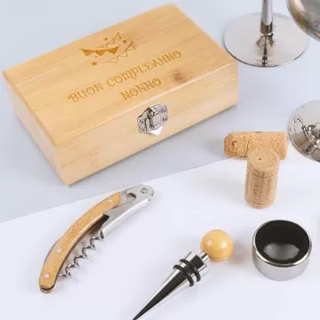 Cofanetto vino inciso bambù