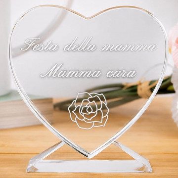 Cuore in vetro inciso