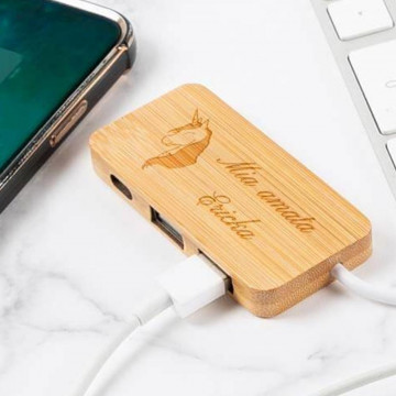 Hub USB bambù inciso