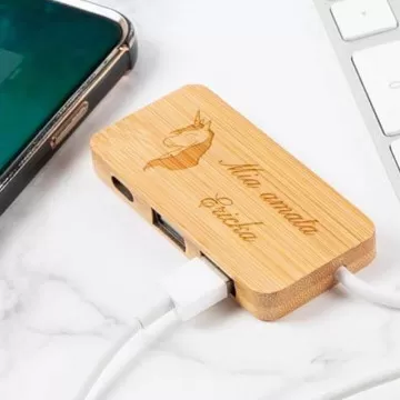 Hub USB bambù inciso