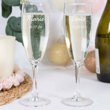 Duo flûte champagne incise